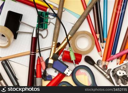 office supplies in a pile