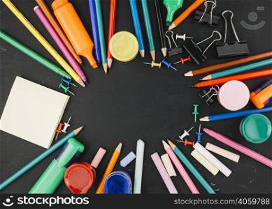 office supplies lying circle