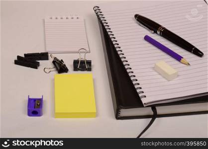 Office tools on white background