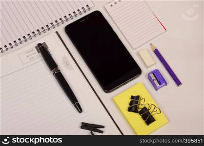 Office tools on white background