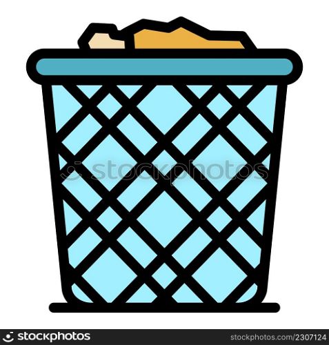 Office trash icon. Outline office trash vector icon color flat isolated. Office trash icon color outline vector