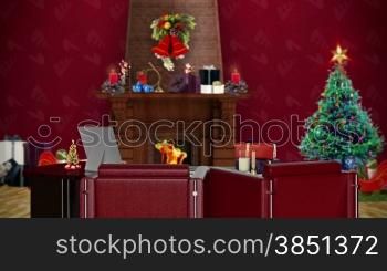 Office with Christmas decorations, seamless loop