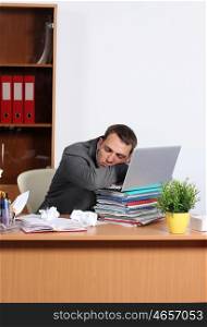 office worker, a man sleeping on the job