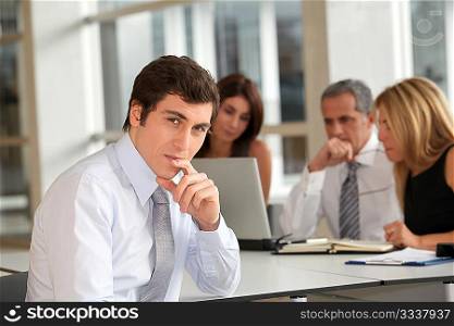 Office worker attending business meeting