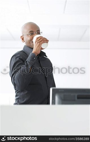 Office Worker Drinking Coffee