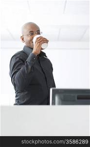 Office Worker Drinking Coffee