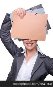 Office worker holding folders