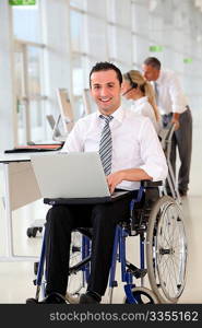 Office worker in wheelchair