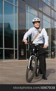 Office worker on bicycle