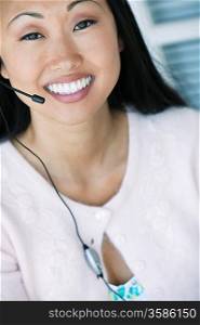 Office Worker Using Telephone Headset