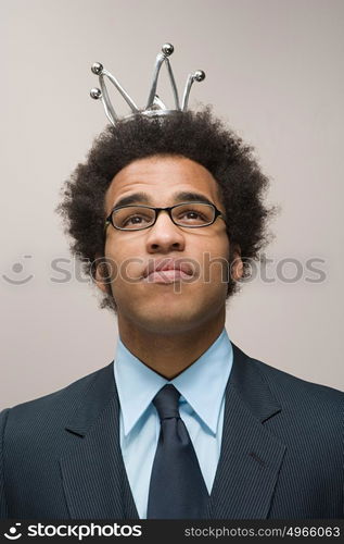 Office worker wearing a crown