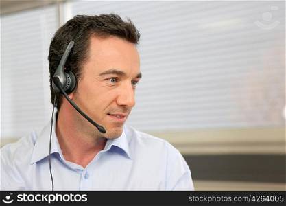 Office worker with headset