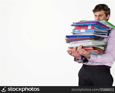 Office Worker with Stack of Files