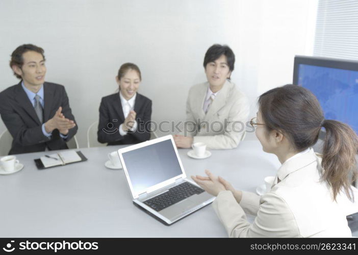 Office workers during conference