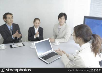 Office workers during conference