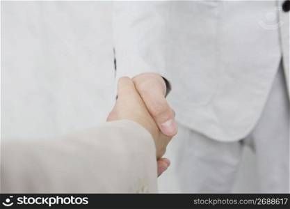 Office workers shaking hands