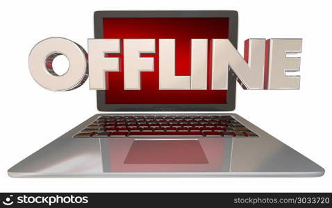 Offline Computer Laptop Disconnected from Internet Network 3d Illustration