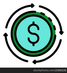 Offshore money transfer icon. Outline offshore money transfer vector icon color flat isolated. Offshore money transfer icon color outline vector