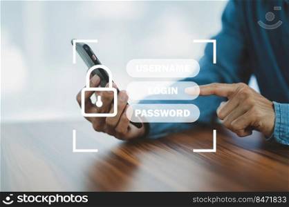 ogin and password, cyber security concept, data protection and secured internet access, cybersecurity