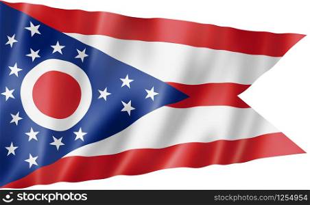 Ohio flag, united states waving banner collection. 3D illustration. Ohio flag, USA