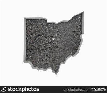 Ohio OH Road Map Pavement Construction Infrastructure 3d Illustration