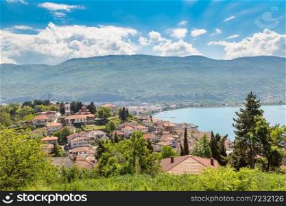 Ohrid city and lake Ohrid in a beautiful summer day, Republic of Macedonia