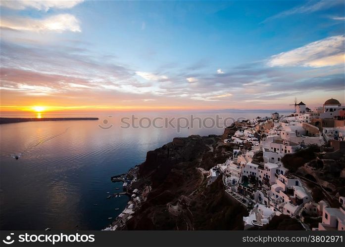 Oia Santorini Greece famous with beautiful romantic sunsets
