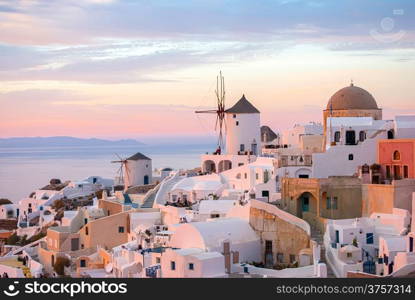 Oia Santorini Greece famous with romantic and beautiful sunsets