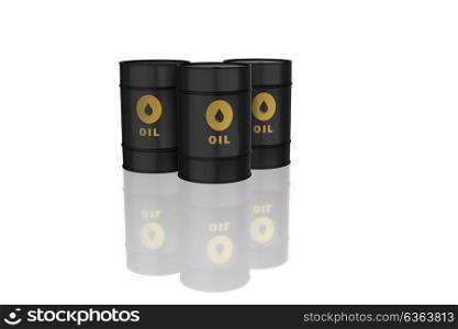 Oil barrels isolated on white - 3d rendering