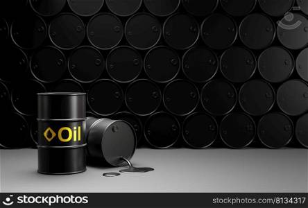 Oil barrels or crude oil 3D render