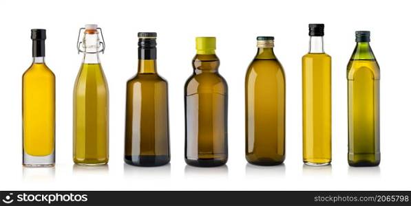 oil bottles isolated on white background. oil bottles