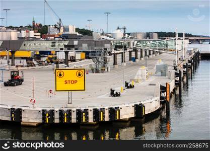 oil fuel tanks and containers in the port of Stockholm, Sweden