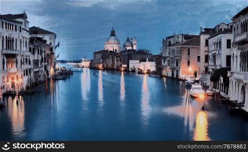 Oil painting style image of Grand canal, Venice, Italy