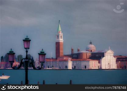 Oil painting style picture of San Giorgio Maggiore Island, Venice, Italy