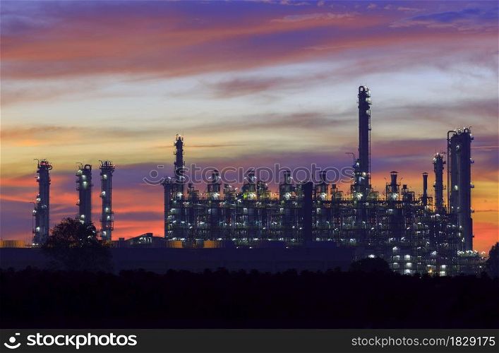Oil plant at twilight time