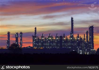 Oil plant at twilight time