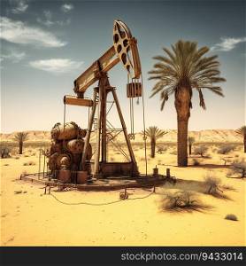 Oil pump in the desert  created by AI