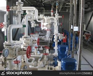 Oil refinery. Equipment for primary oil refining.. The pump for pumping of liquids.