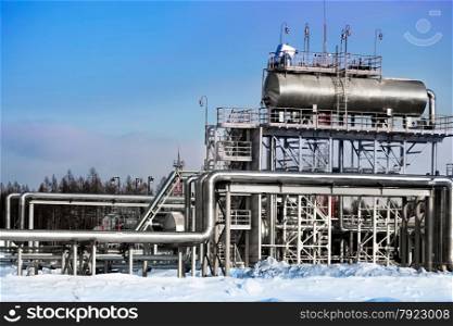 Oil refinery in the winter