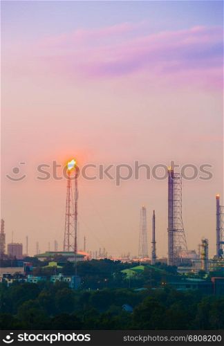 Oil refinery industrial plant with sky, Thailand