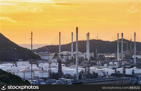Oil refinery industry at twilight.