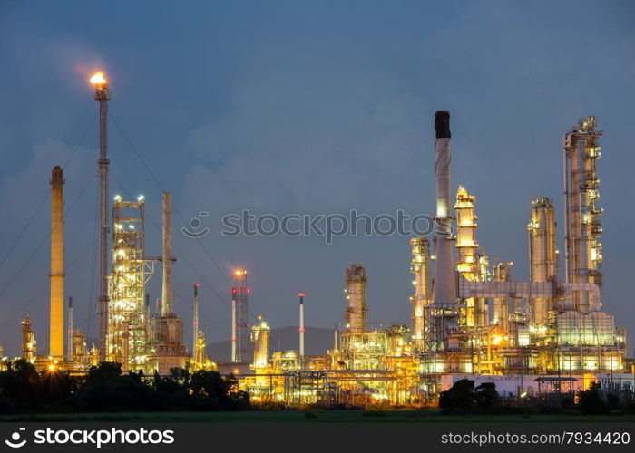 Oil Refinery Plant at dusk