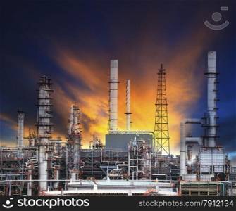oil refinery plant in heavy industry estate against beautiful dusky sky use for petrochemical industrial and fuel energy business