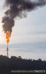 oil reinery Distillation tower with smoke stack pollution