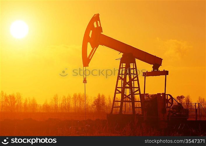 oil rig on the plains selective focus on nearest