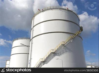 oil storage tanks in refinery Netherlands industrial area of Europoort near Rotterdam