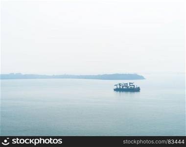 Oil tanker in ocean