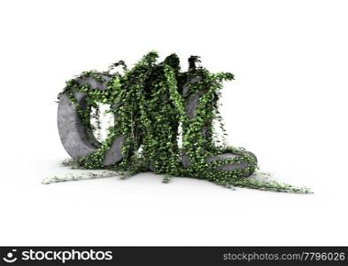 Oil text overgrown with ivy