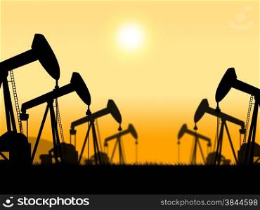 Oil Wells Showing Oilwell Nonrenewable And Petroleum