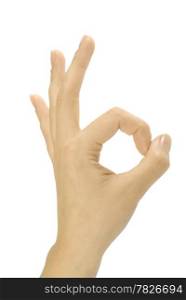 OK hand sign isolate on white